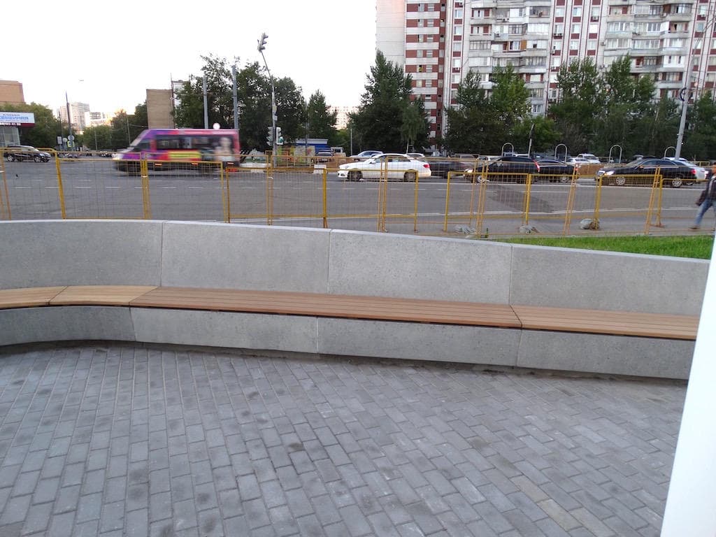 Подпорная стенка скамья из сборных элементов (шлифованный бетон)